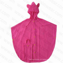 PVC / poliéster de color rosa Kids PVC Poncho de lluvia / Capa de lluvia